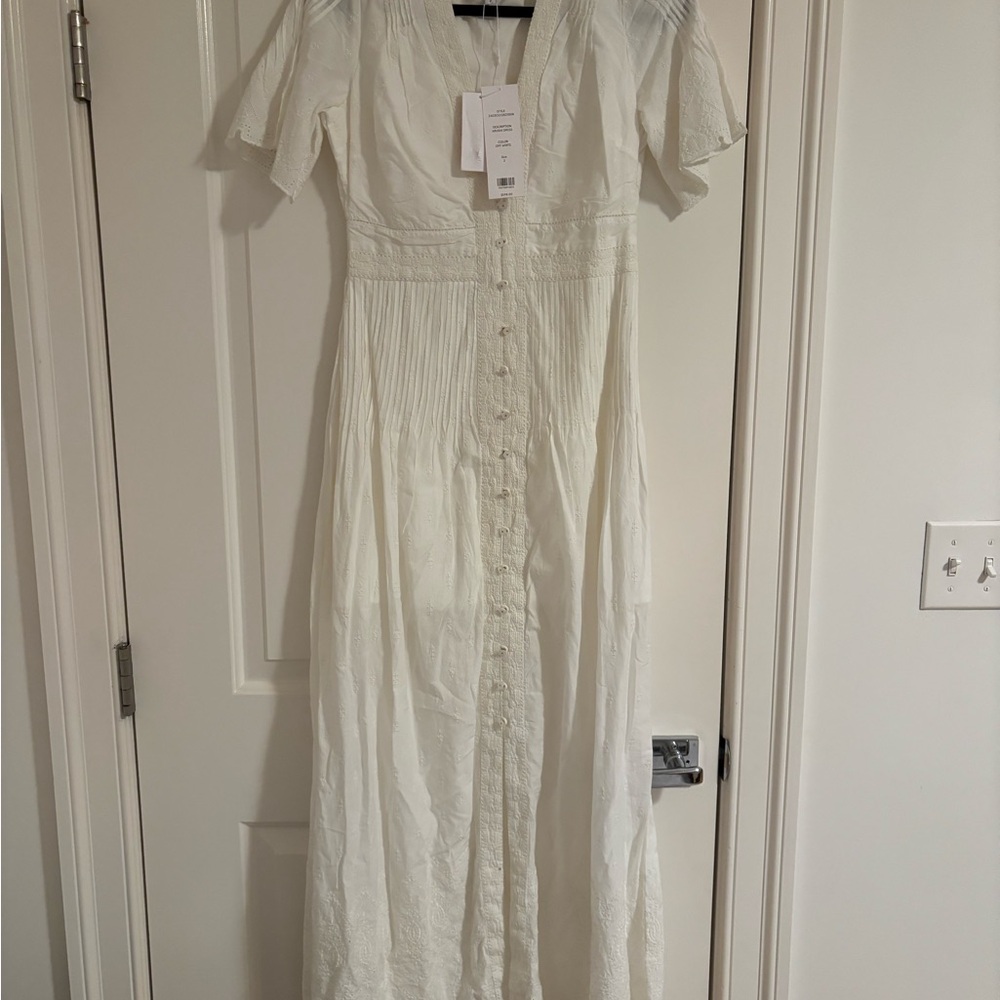Veronica Beard White Button-Front Maxi Dress